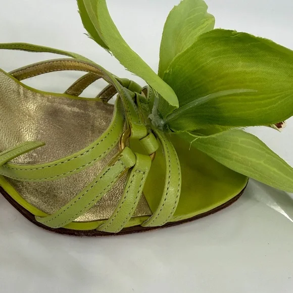 Manolo Blahnik Lime Green Orchid Heels - Picture 6 of 12